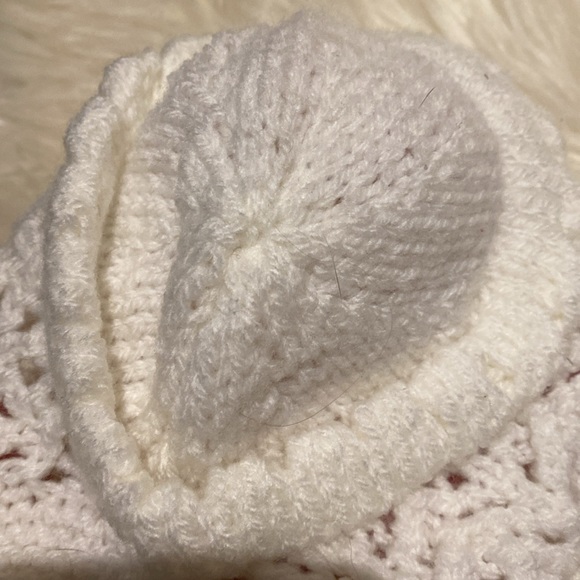 3/25$ Hand-made Knit White Sweater and Bonnet for Baby girl Size 0-6 months - Picture 2 of 5
